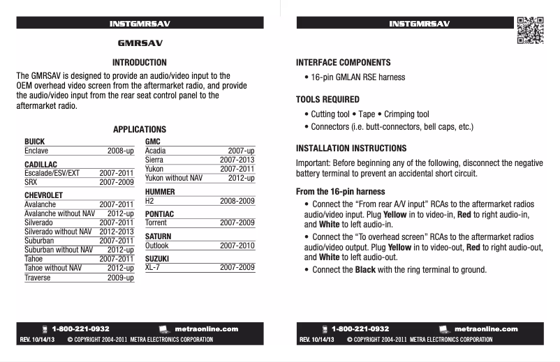 Page 1 de la notice Manuel utilisateur Axxess GMRSAV