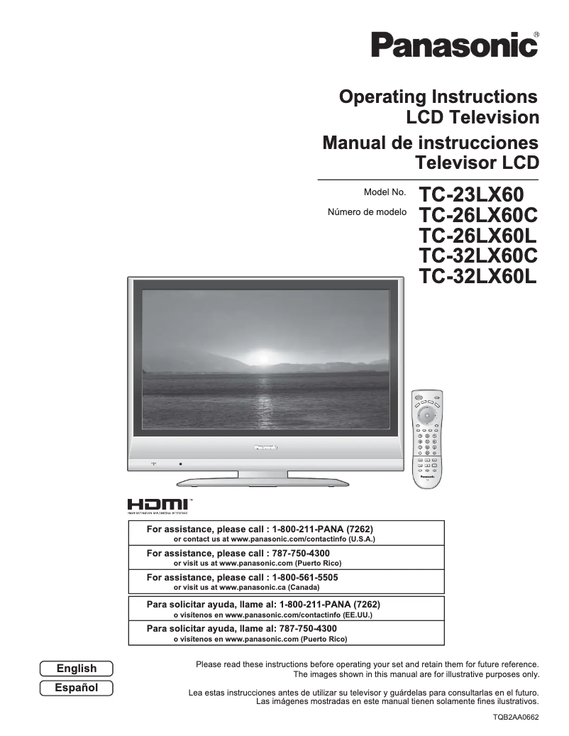 Page 1 of the manual User Manual Panasonic TC-32LX60