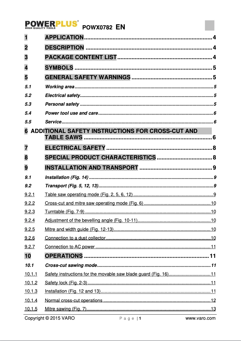 Page 1 de la notice Manuel utilisateur PowerPlus POWX0782
