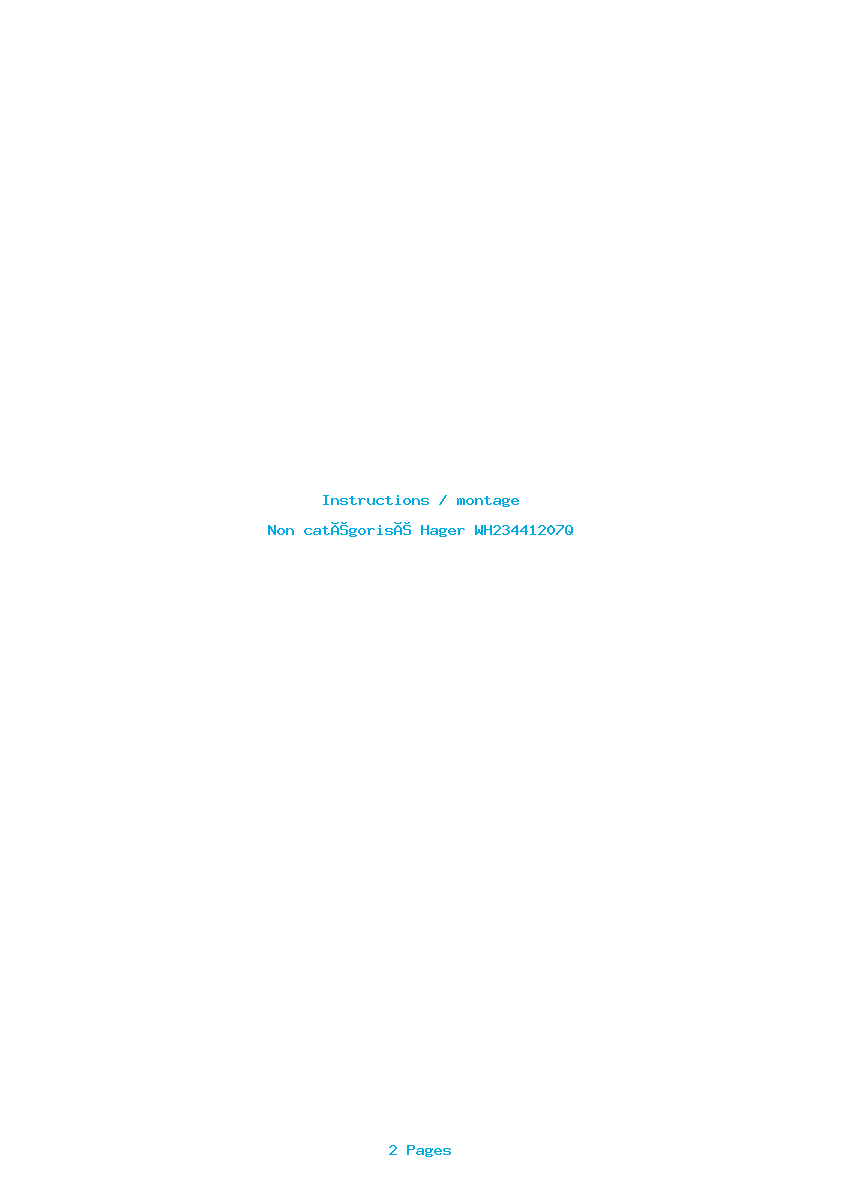 Page 1 de la notice Instructions / montage Hager WH23441207Q