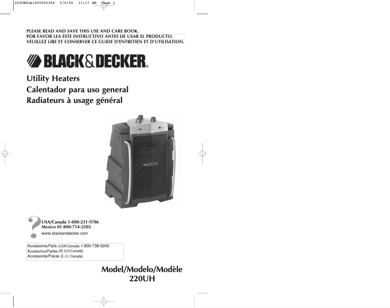 Page 1 de la notice Manuel utilisateur Black & Decker 220UH