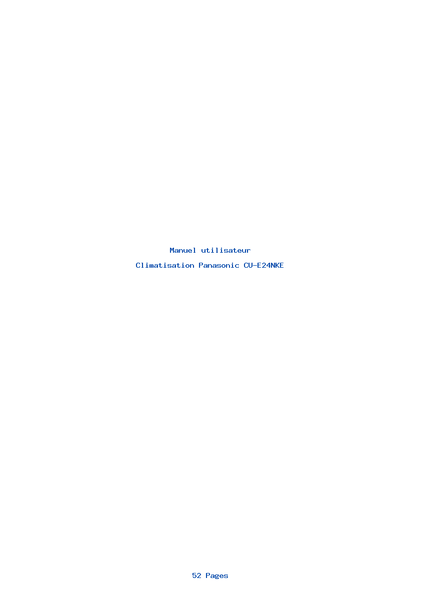 Page 1 de la notice Manuel utilisateur Panasonic CU-E24NKE