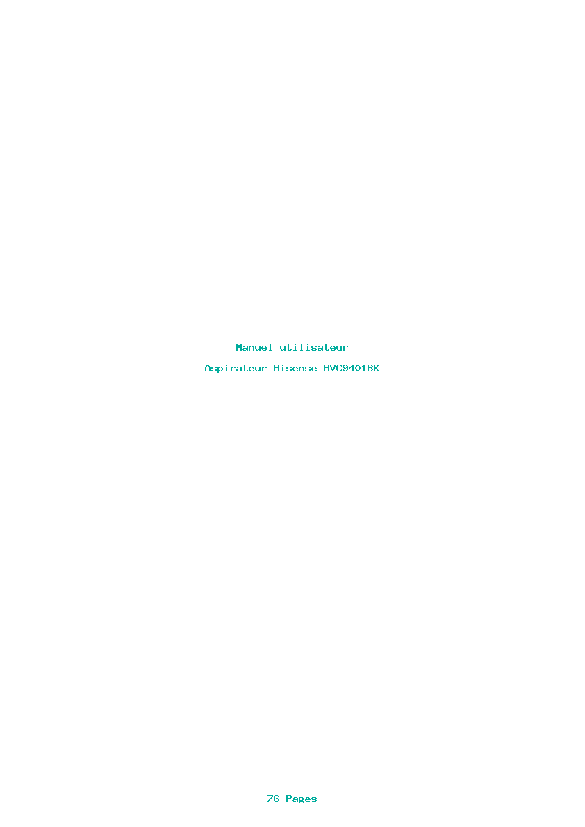 Page 1 de la notice Manuel utilisateur Hisense HVC9401BK