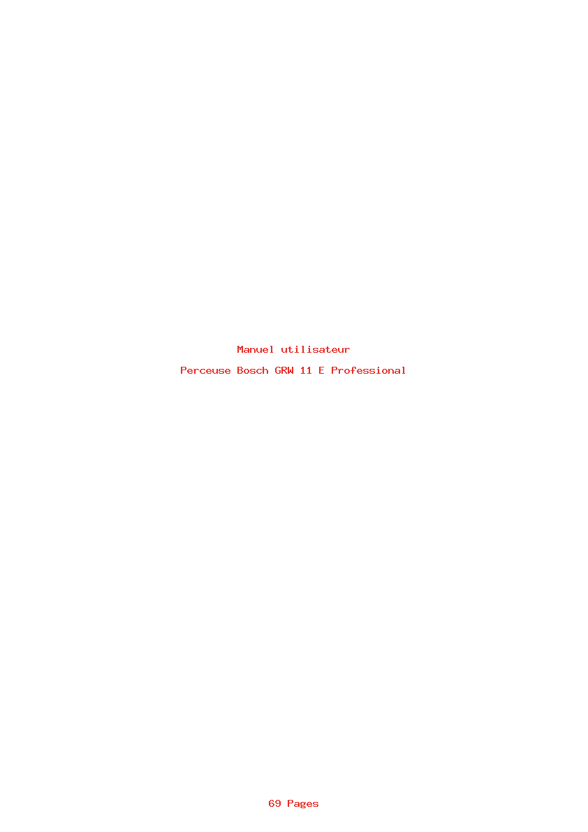 Page 1 de la notice Manuel utilisateur Bosch GRW 11 E Professional