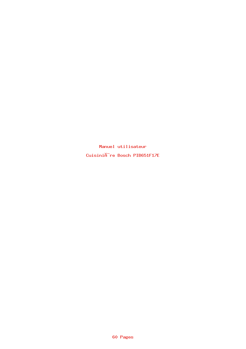 Page 1 de la notice Manuel utilisateur Bosch PIB651F17E