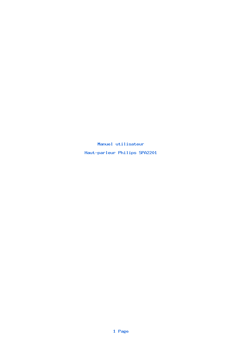 Page 1 de la notice Manuel utilisateur Philips SPA2201