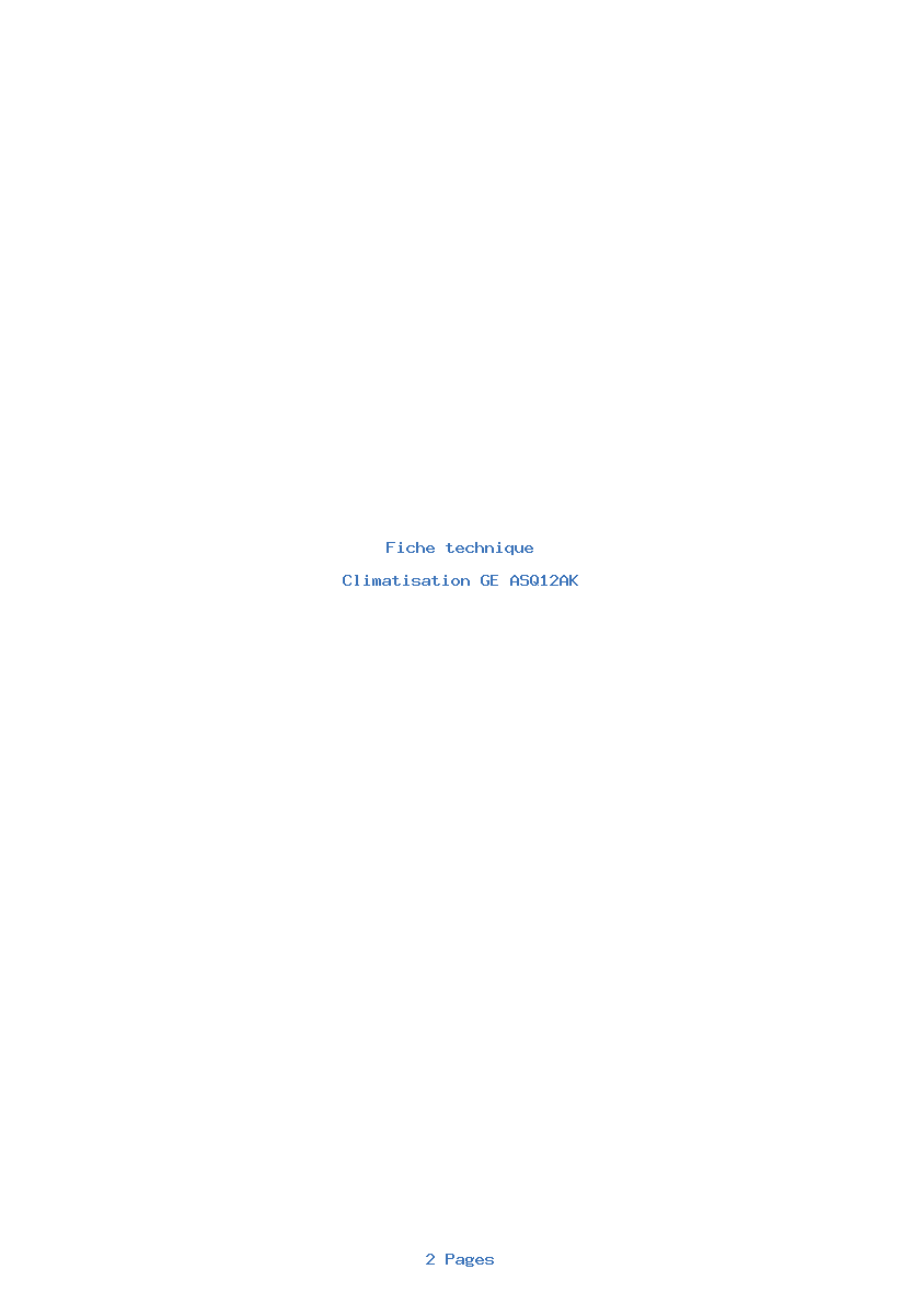 Page 1 de la notice Fiche technique GE ASQ12AK