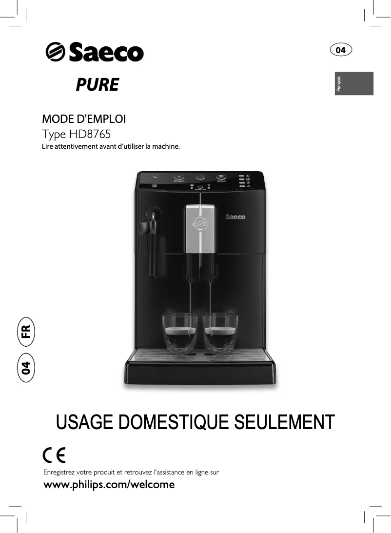 Página 1 del manual Manual de usuario Philips Saeco Minuto HD8765