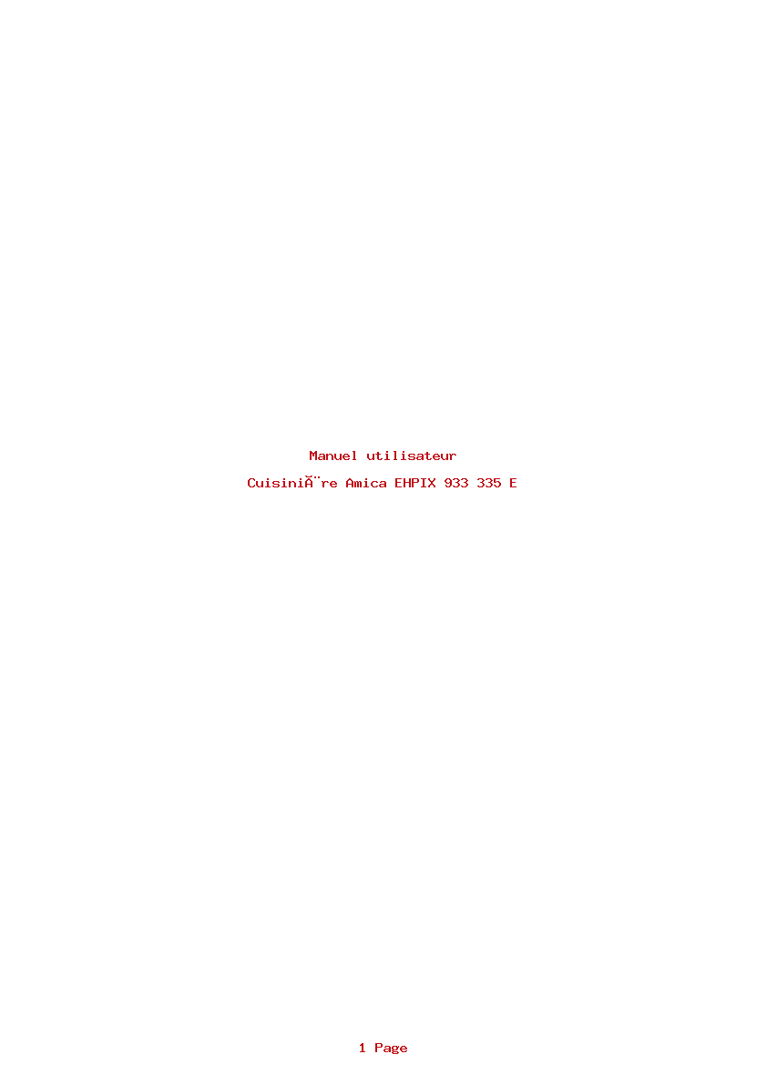Page 1 de la notice Manuel utilisateur Amica EHPIX 933 335 E