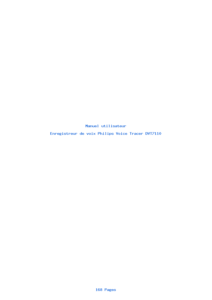 Page 1 de la notice Manuel utilisateur Philips Voice Tracer DVT7110