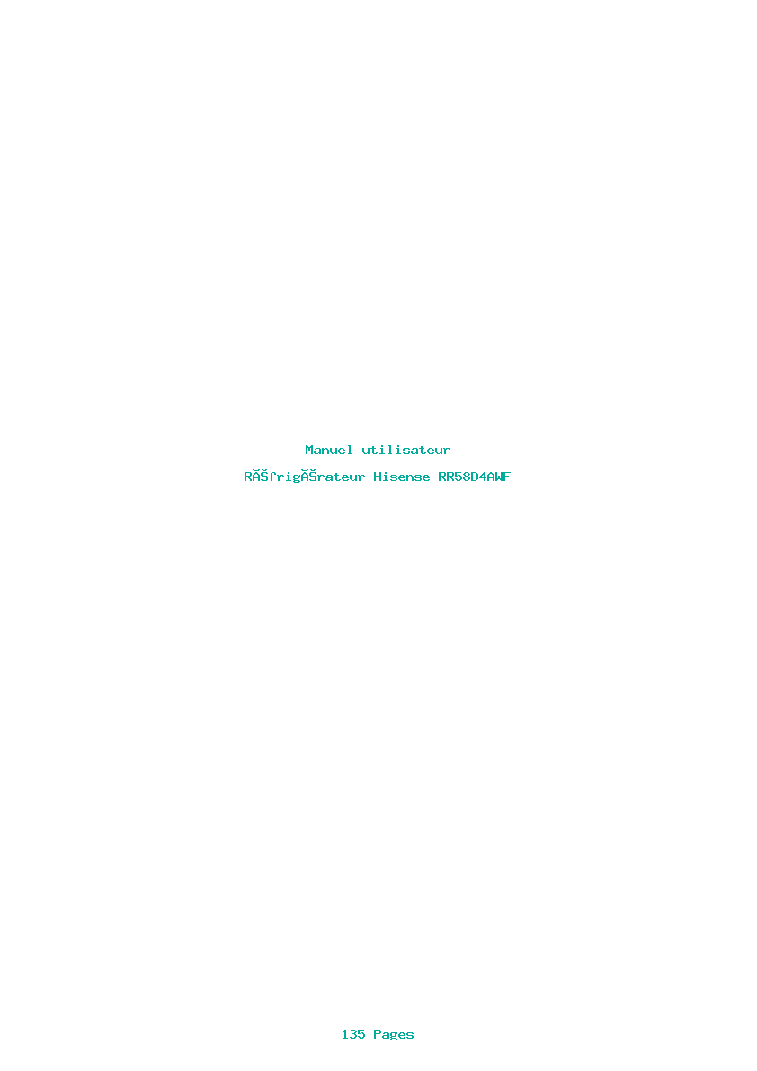 Page 1 de la notice Manuel utilisateur Hisense RR58D4AWF