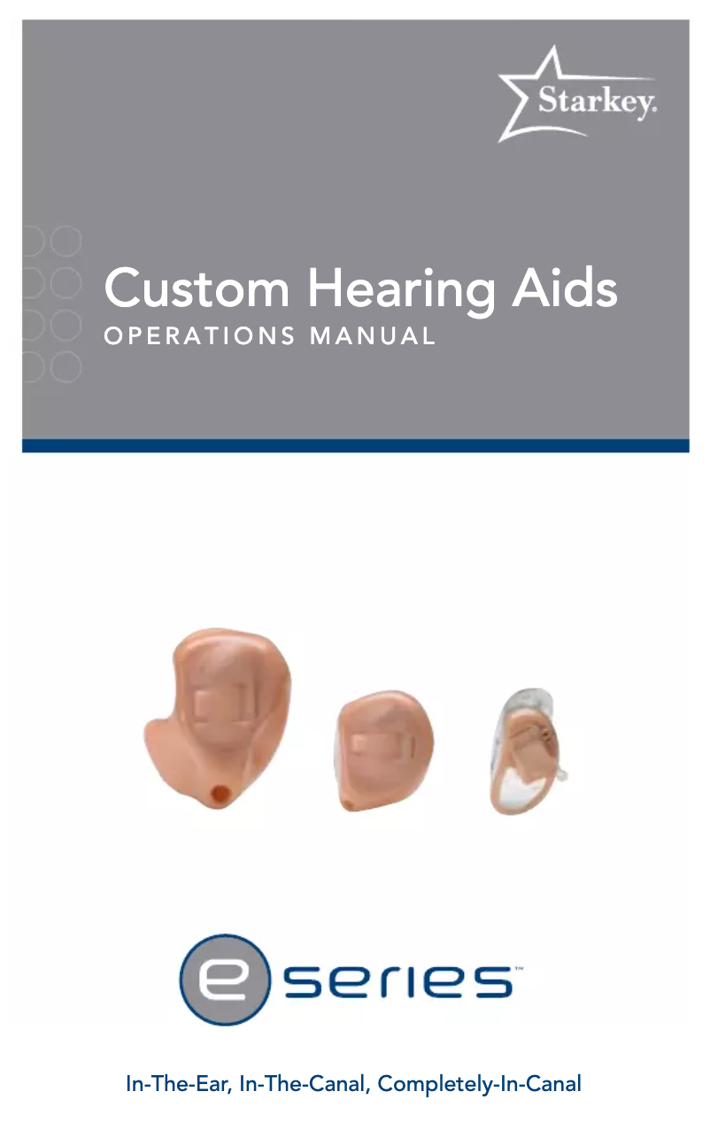 Page 1 de la notice Manuel utilisateur Starkey E Series ITE