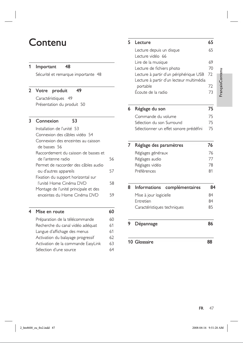 Página 1 del manual Manual de usuario Philips HTS4600
