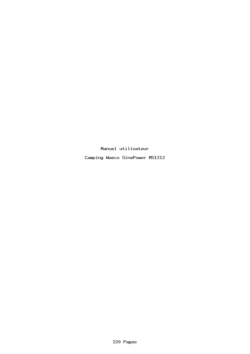 Page 1 de la notice Manuel utilisateur Waeco SinePower MSI212