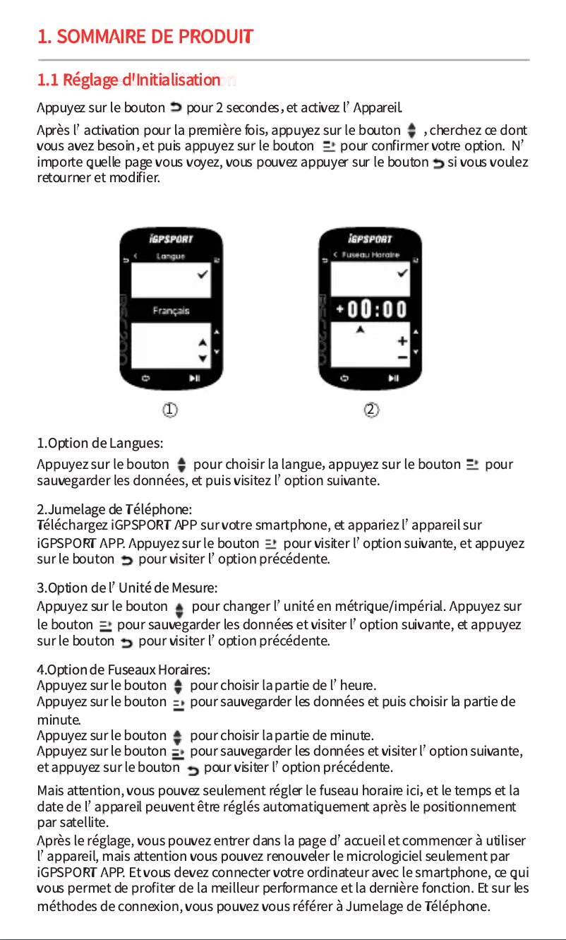 Page 1 de la notice Manuel utilisateur iGPSport BSC200