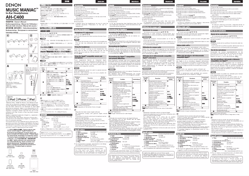 Page 1 de la notice Manuel utilisateur Denon AH-C400