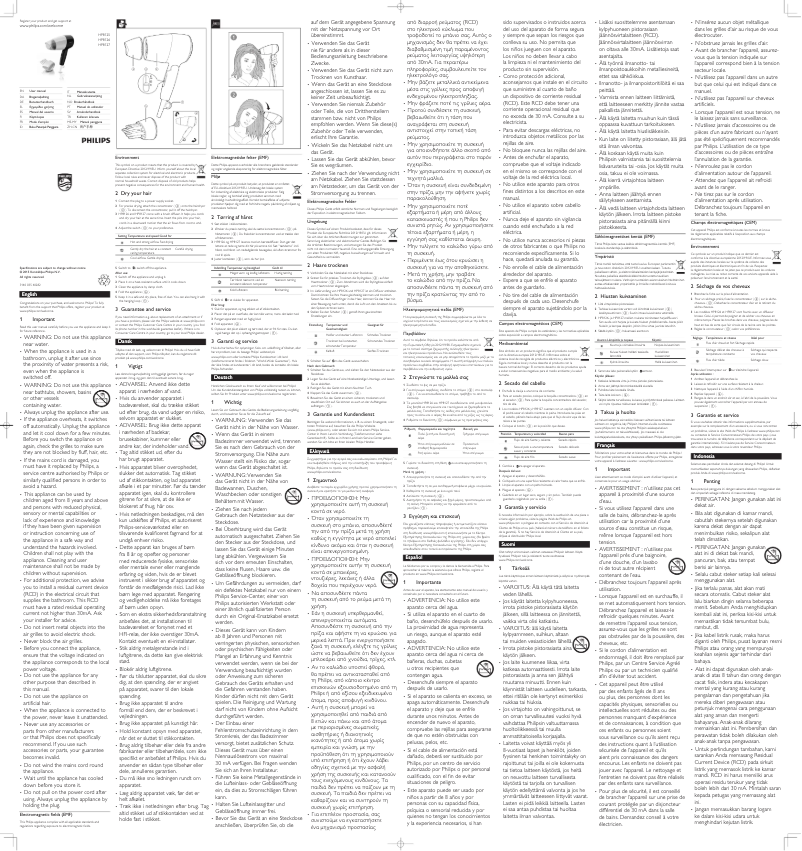 Page 1 de la notice Manuel utilisateur Philips EssentialCare HP8125