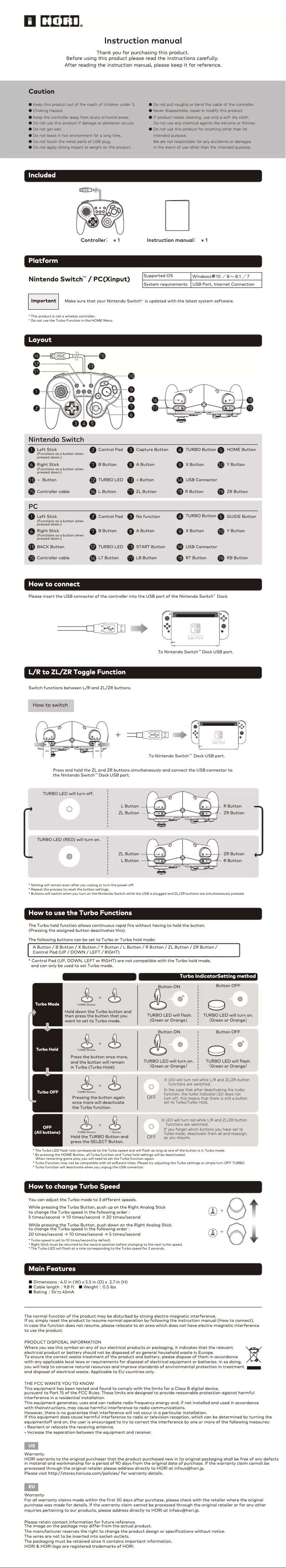 Página 1 del manual Manual de usuario Hori NSW-118E