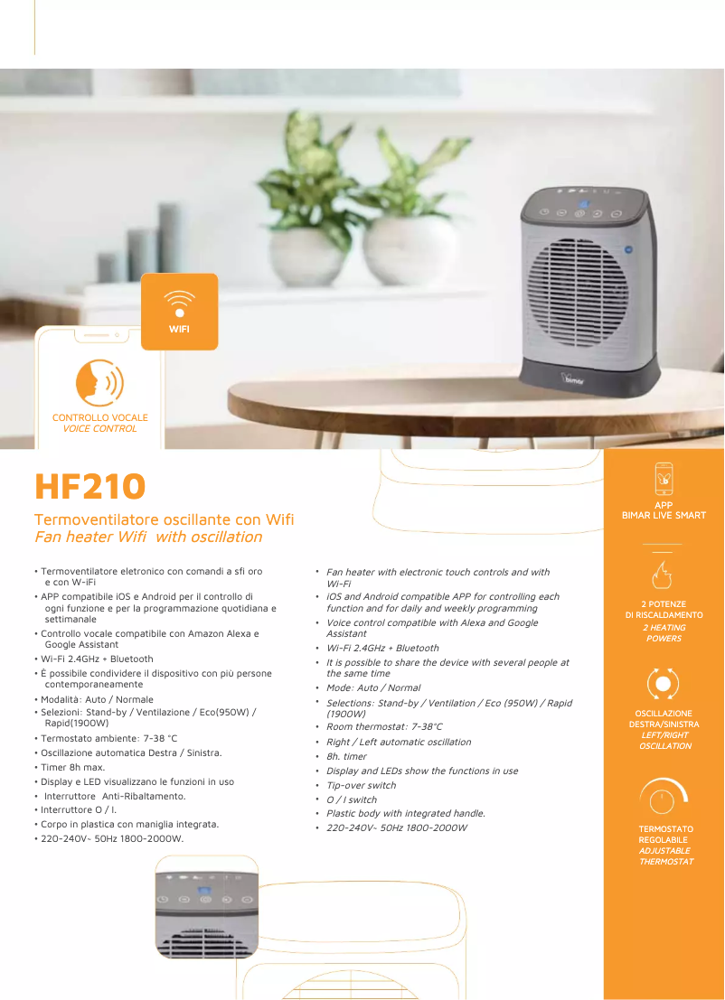 Page 1 de la notice Fiche technique Bimar HF210