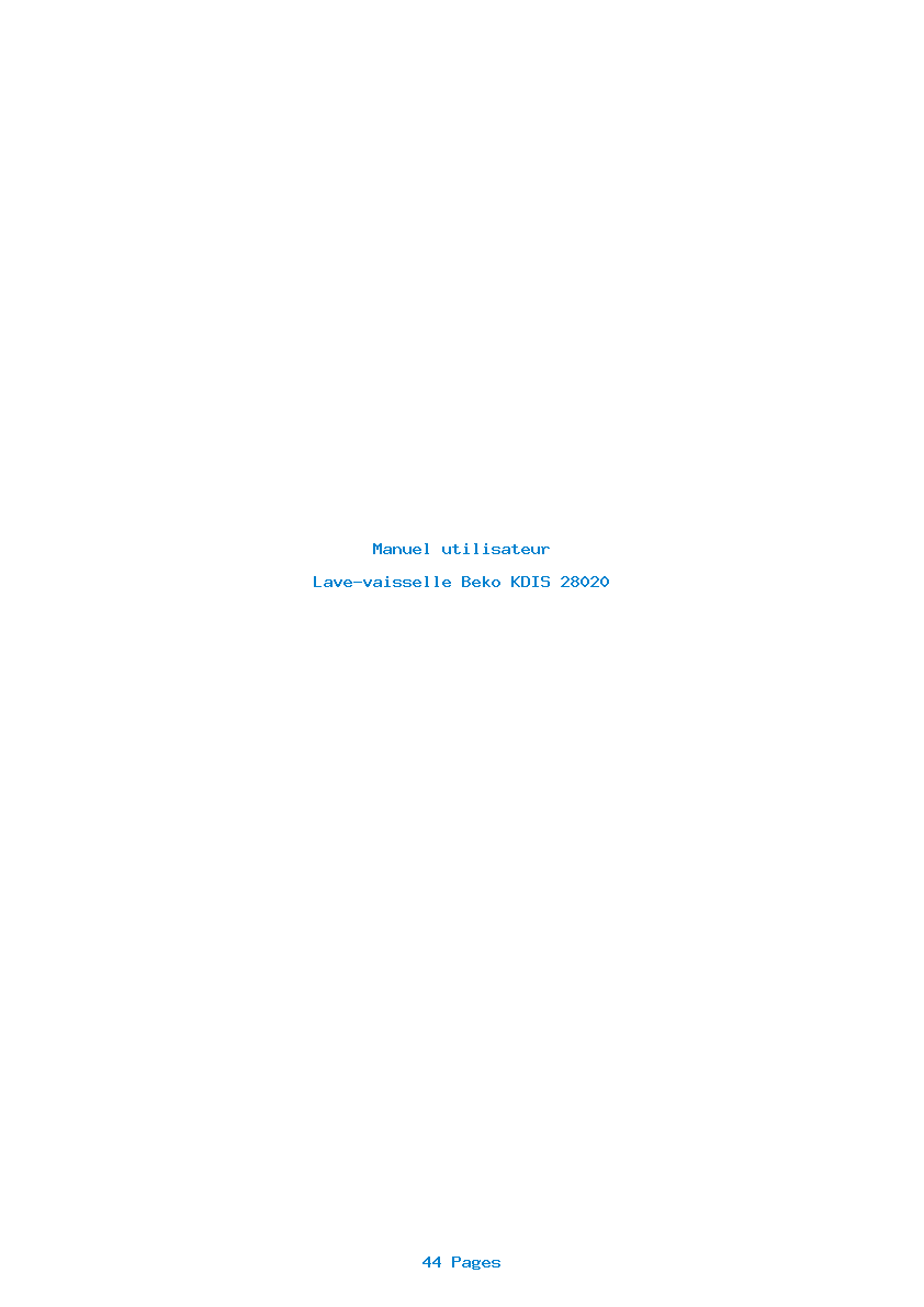 Page 1 de la notice Manuel utilisateur Beko KDIS 28020