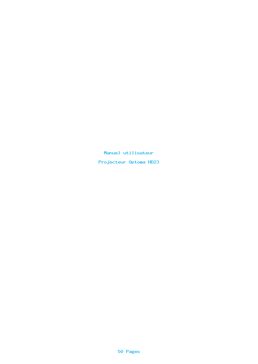 Page 1 de la notice Manuel utilisateur Optoma HD23