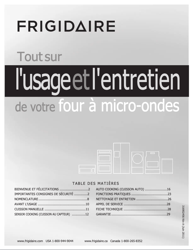 Page 1 de la notice Manuel utilisateur Frigidaire FGMV205KB