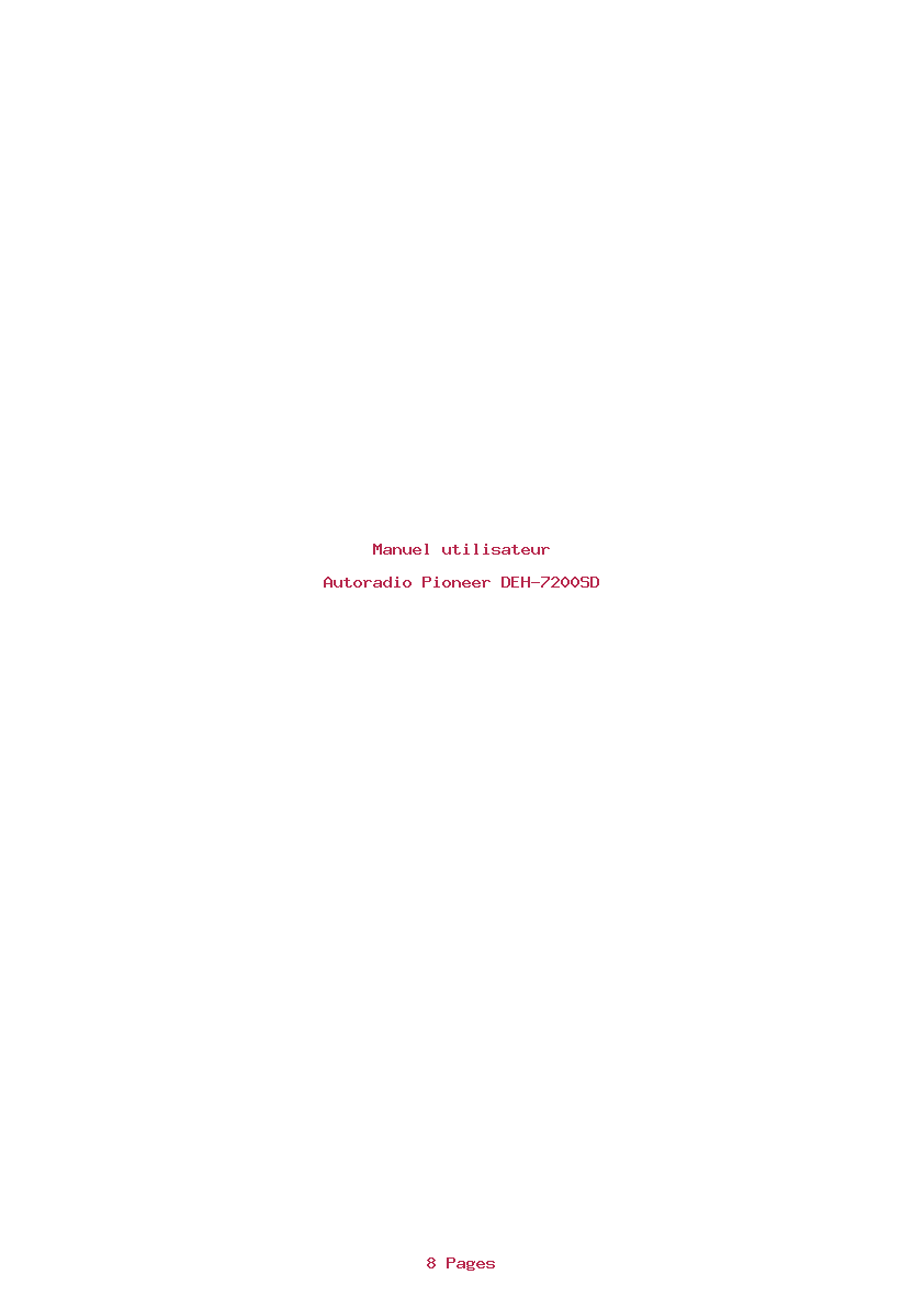 Page 1 de la notice Manuel utilisateur Pioneer DEH-7200SD