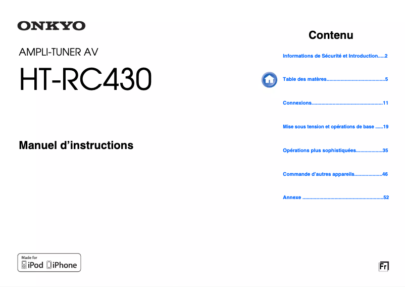 Page 1 de la notice Manuel utilisateur Onkyo HT-RC430