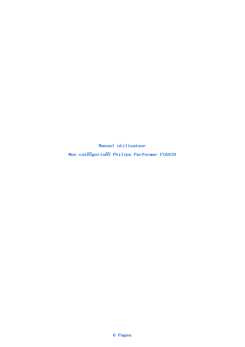 Page 1 de la notice Manuel utilisateur Philips Performer FC6039