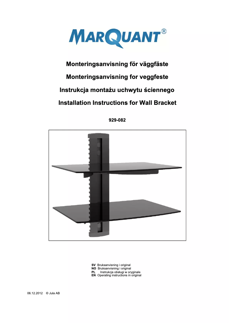 Page 1 de la notice Manuel utilisateur Marquant 929-082