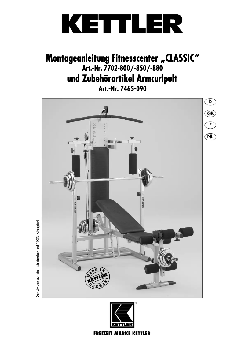 Página 1 del manual Manual de usuario Kettler Classic