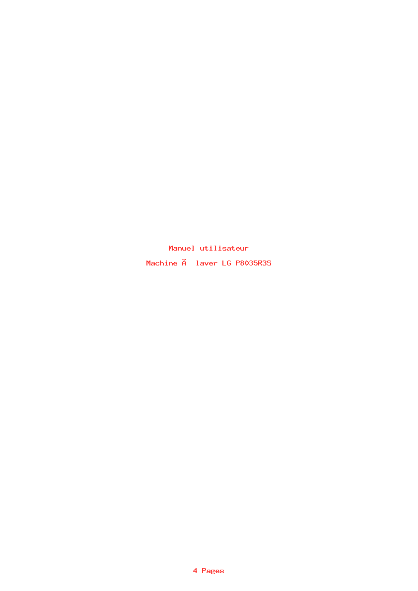 Page 1 de la notice Manuel utilisateur LG P8035R3S