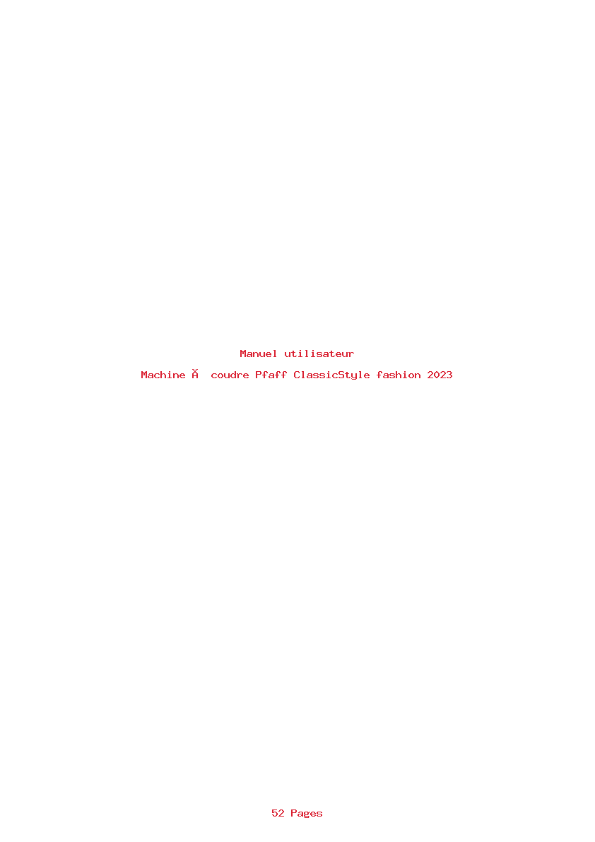 Page 1 de la notice Manuel utilisateur Pfaff ClassicStyle fashion 2023