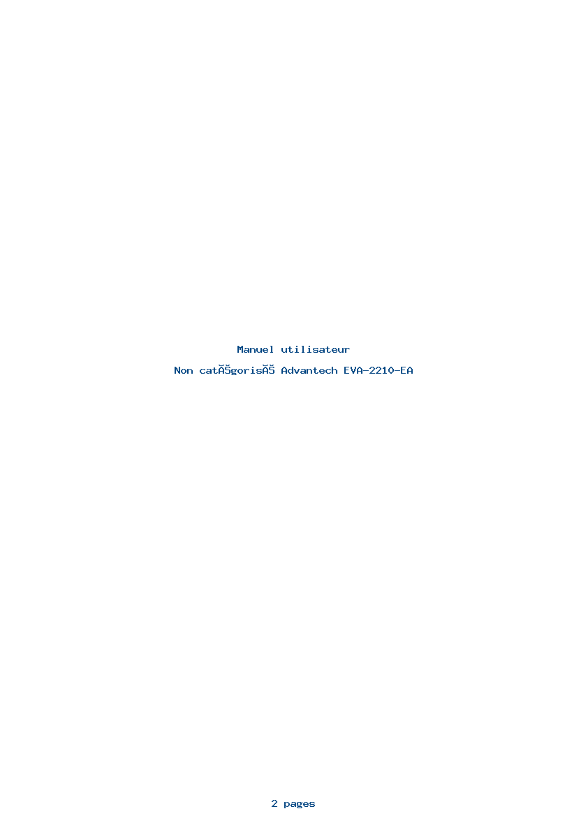 Page 1 de la notice Manuel utilisateur Advantech EVA-2210-EA