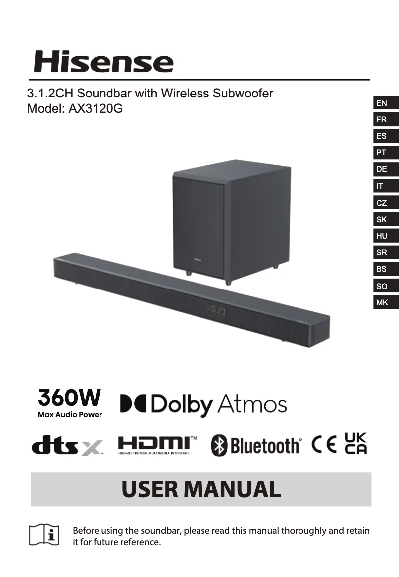 Page 1 of the manual User Manual Hisense AX3120G
