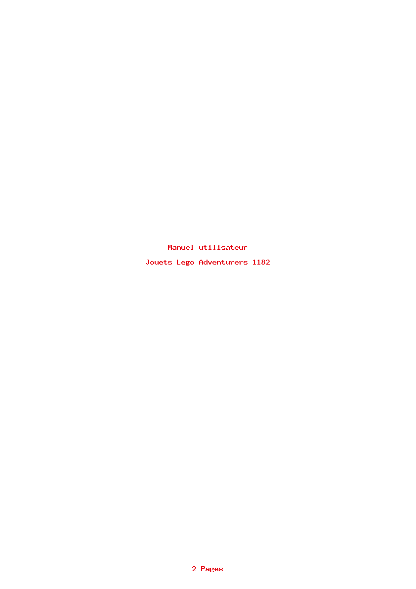 Page 1 de la notice Manuel utilisateur Lego Adventurers 1182