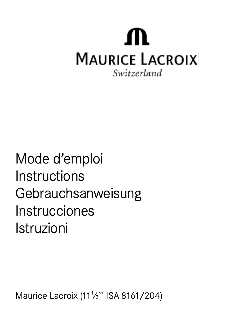 Page 1 de la notice Manuel utilisateur Maurice Lacroix LC 1048