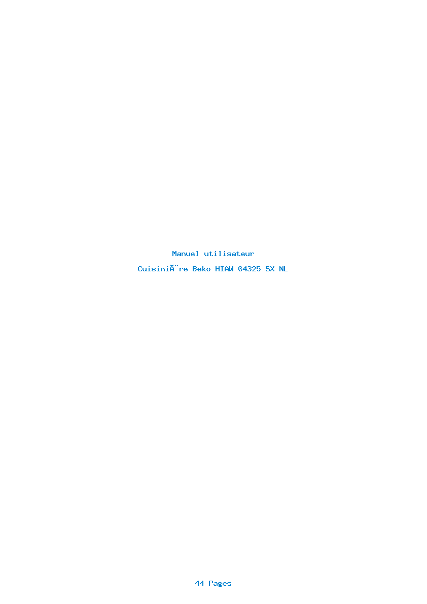 Page 1 de la notice Manuel utilisateur Beko HIAW 64325 SX NL
