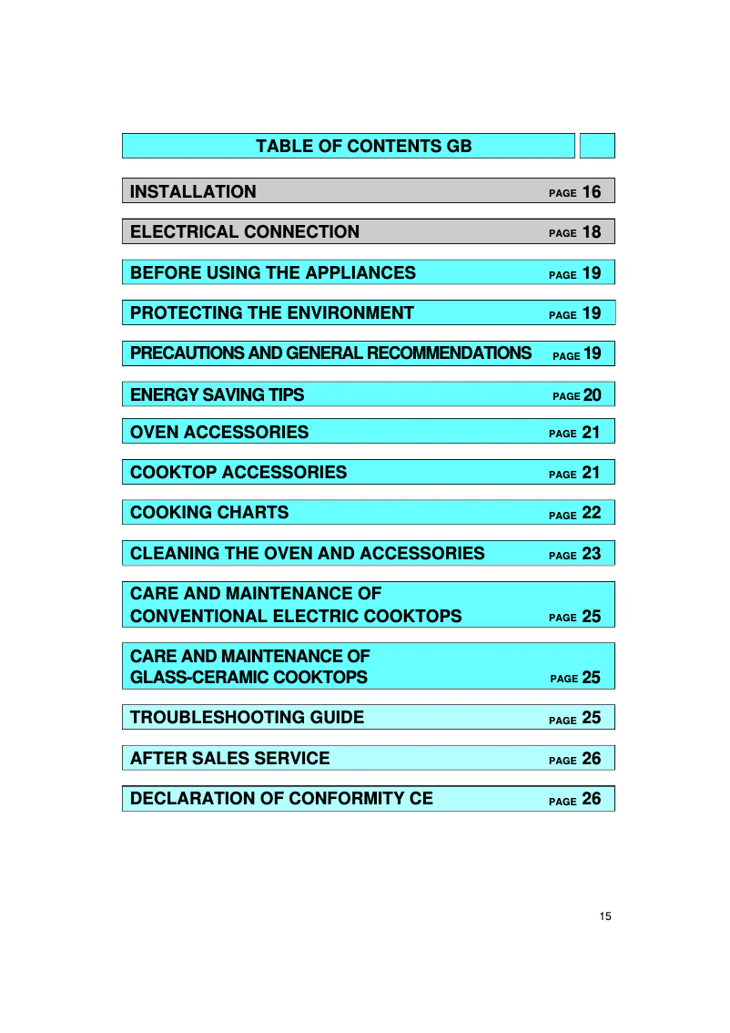 Page 1 of the manual User Manual Bauknecht ESZB 3463 BR