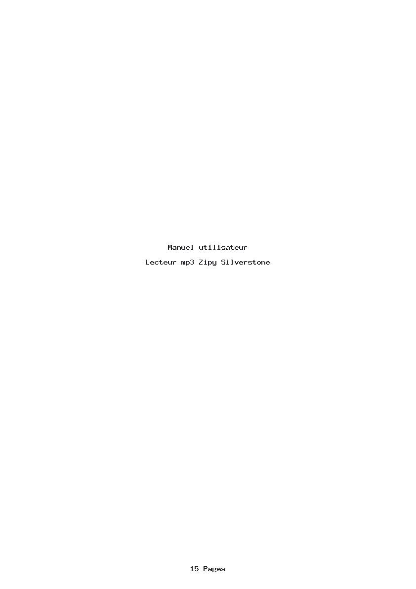 Page 1 de la notice Manuel utilisateur Zipy Silverstone