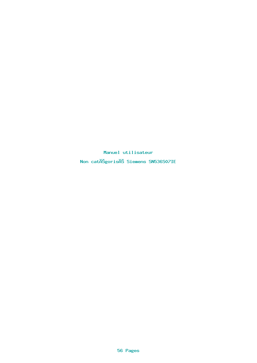 Page 1 de la notice Manuel utilisateur Siemens SN536S07IE