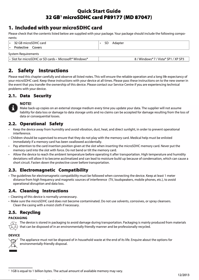 Page 1 de la notice Manuel utilisateur Medion P89177 (MD 87047)
