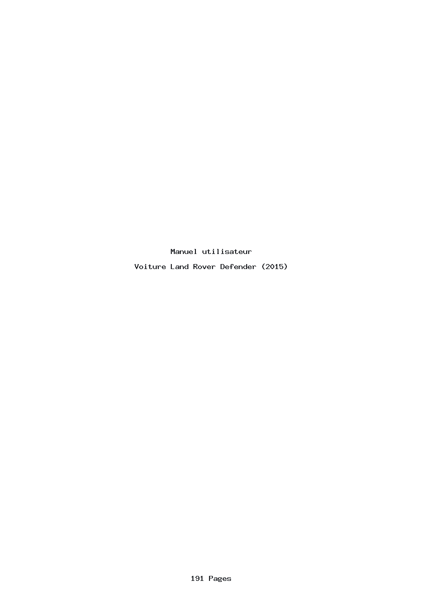 Page 1 de la notice Manuel utilisateur Land Rover Defender (2015)