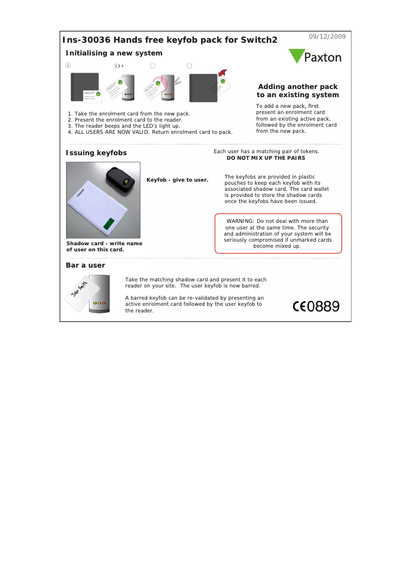 Page 1 de la notice Manuel utilisateur Paxton Switch2