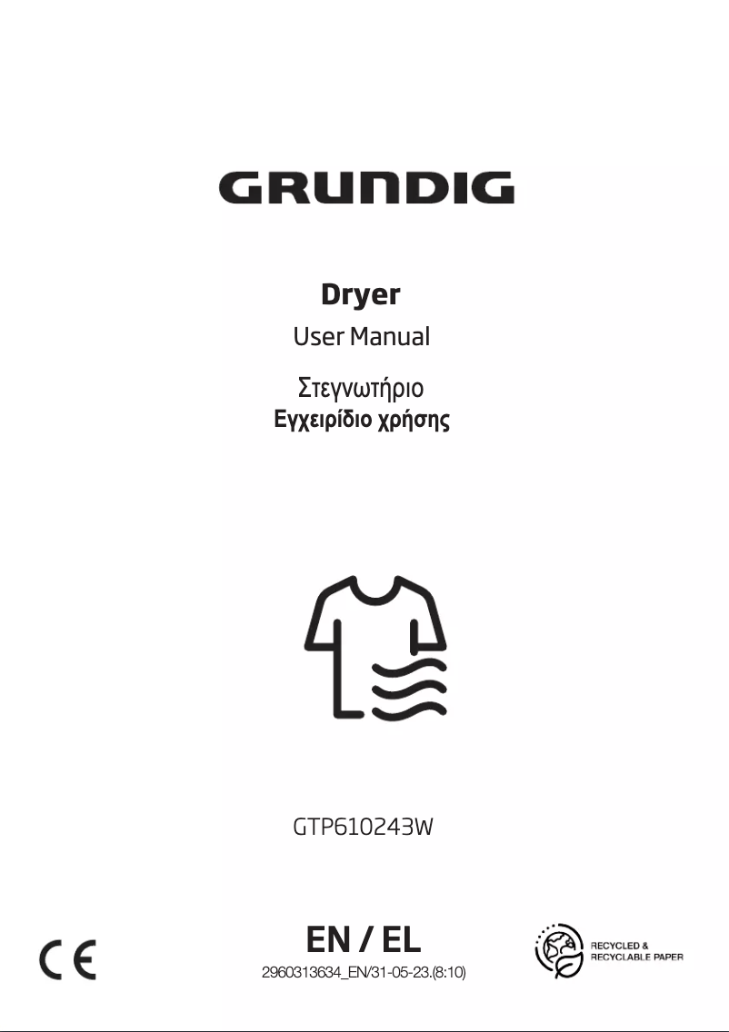 Page 1 de la notice Manuel utilisateur Grundig GTP610243W