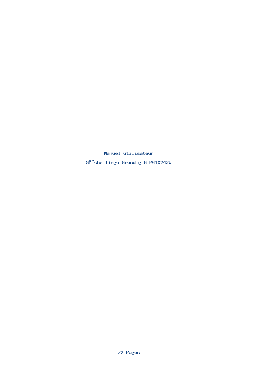Page 1 de la notice Manuel utilisateur Grundig GTP610243W