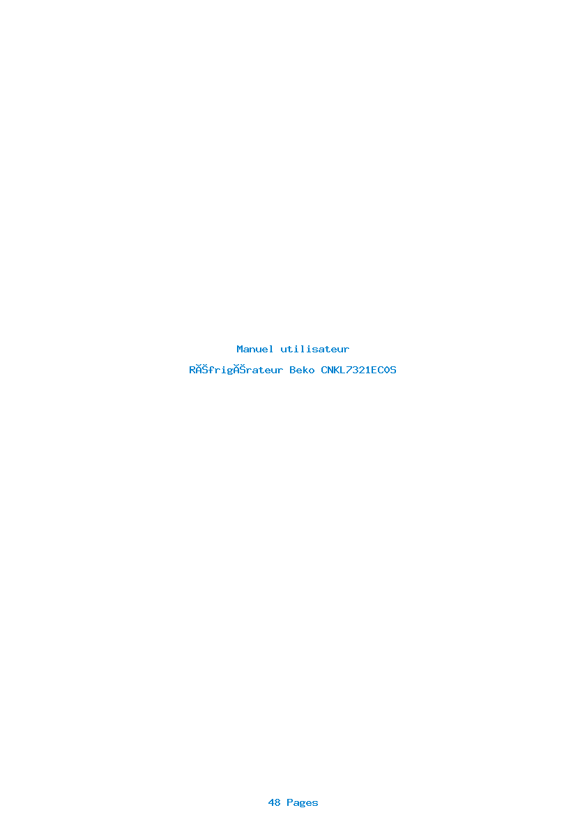 Page 1 de la notice Manuel utilisateur Beko CNKL7321EC0S