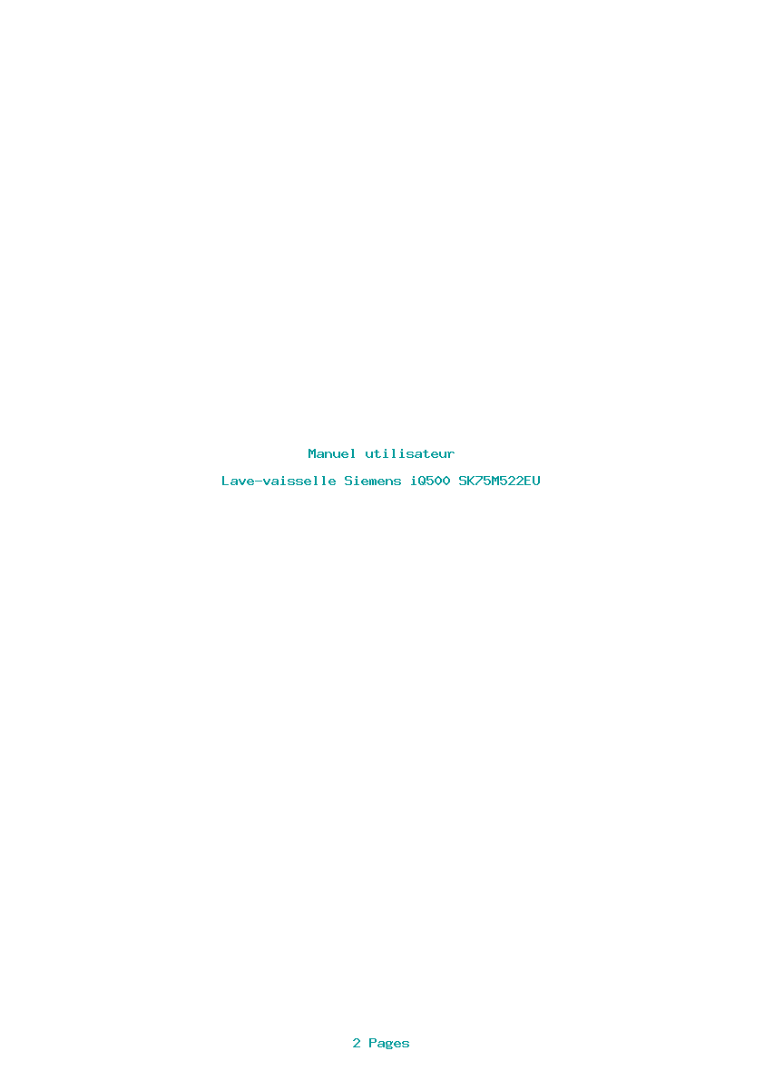Page 1 de la notice Manuel utilisateur Siemens iQ500 SK75M522EU