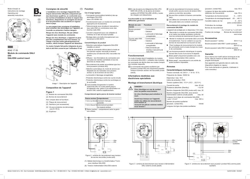 Page 1 de la notice Manuel utilisateur Hager 85421700