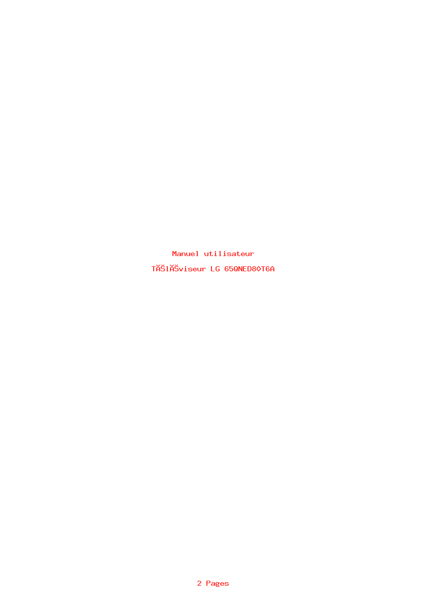 Page 1 de la notice Manuel utilisateur LG 65QNED80T6A